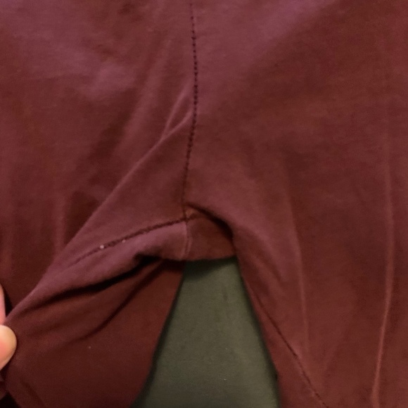 Motherhood Maternity Burgundy Leggings With Full Tan Panel Size Small (796) - Picture 5 of 7